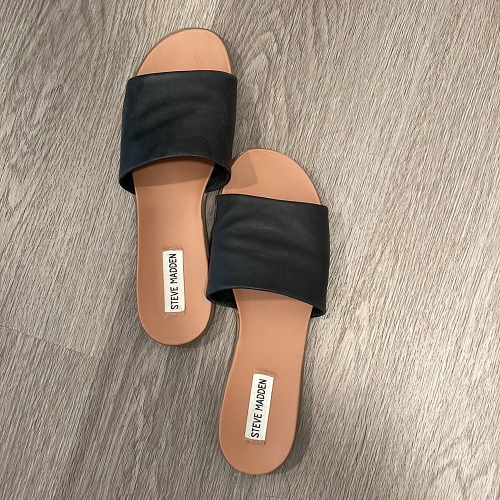 Steve Madden - Leather open-toe sandals, Black, Size 8